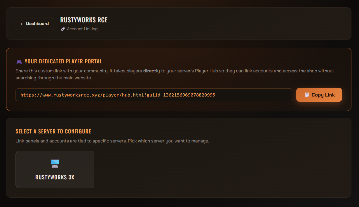 Dedicated Player Portal link